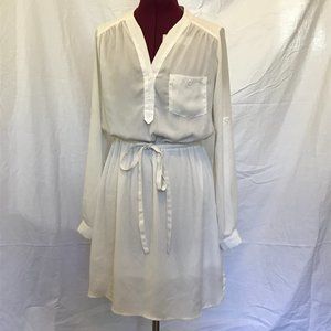Medium Off-White Tie Waist Shirt Dress